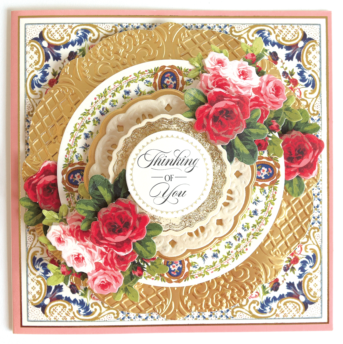a close up of a card with flowers on it.