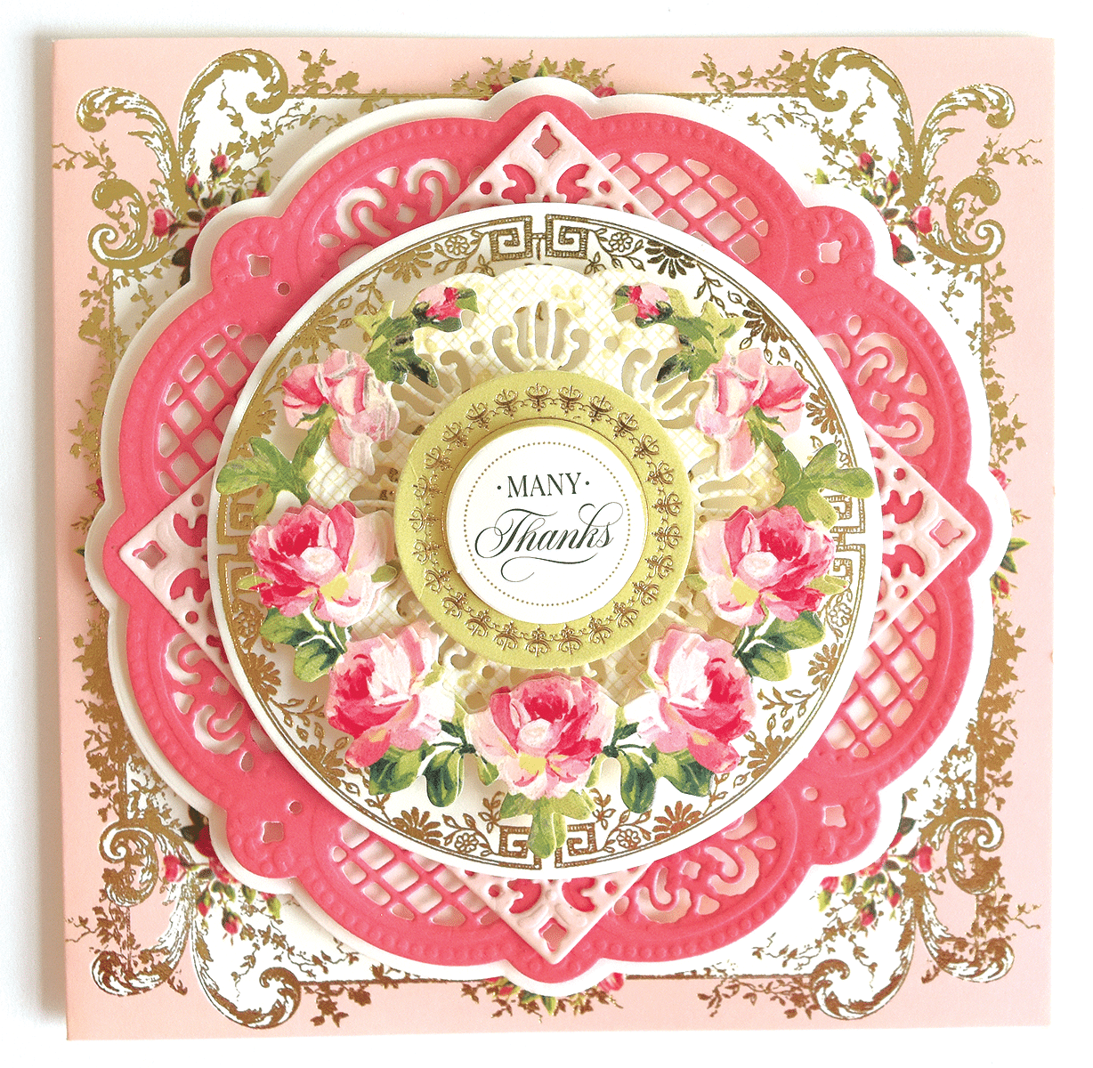a close up of a greeting card with flowers.