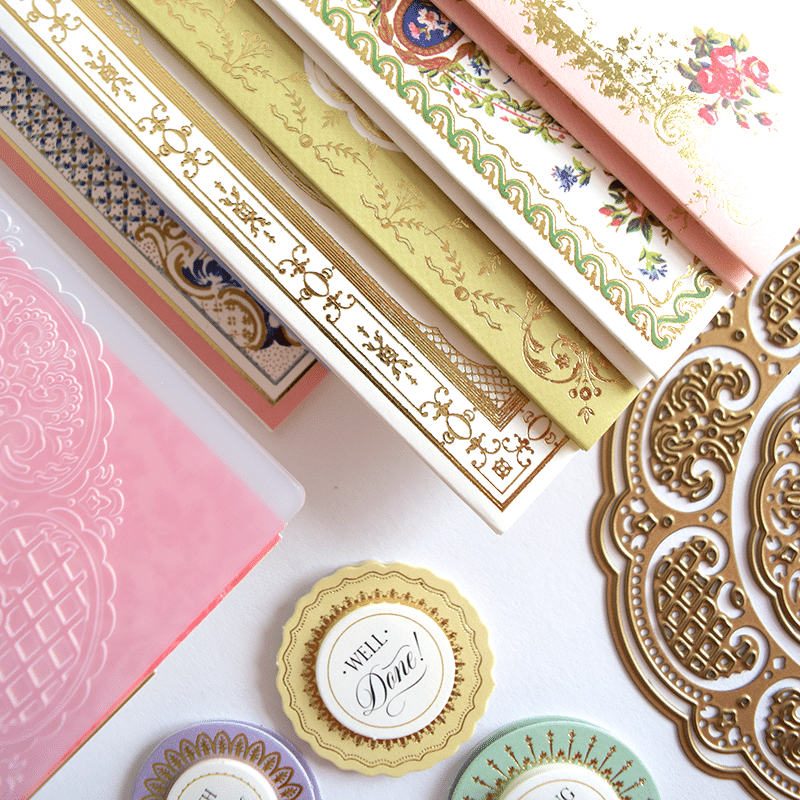 a table topped with lots of different types of cards.
