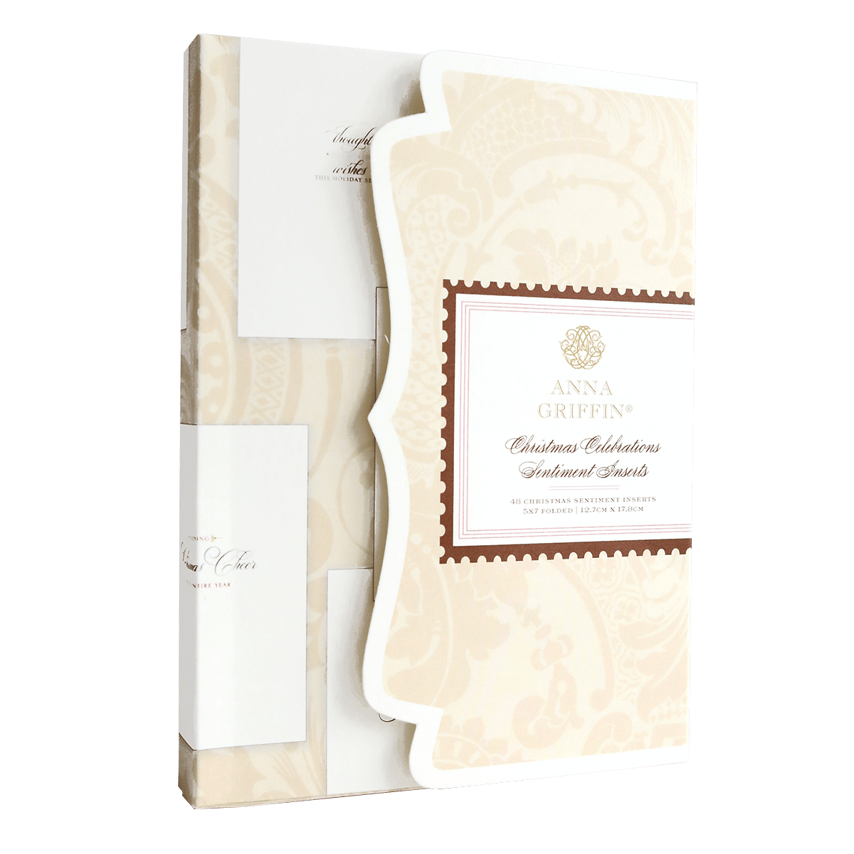 a white folder with a brown border.