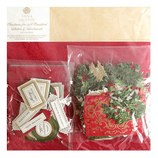 a package of christmas items is wrapped in plastic.