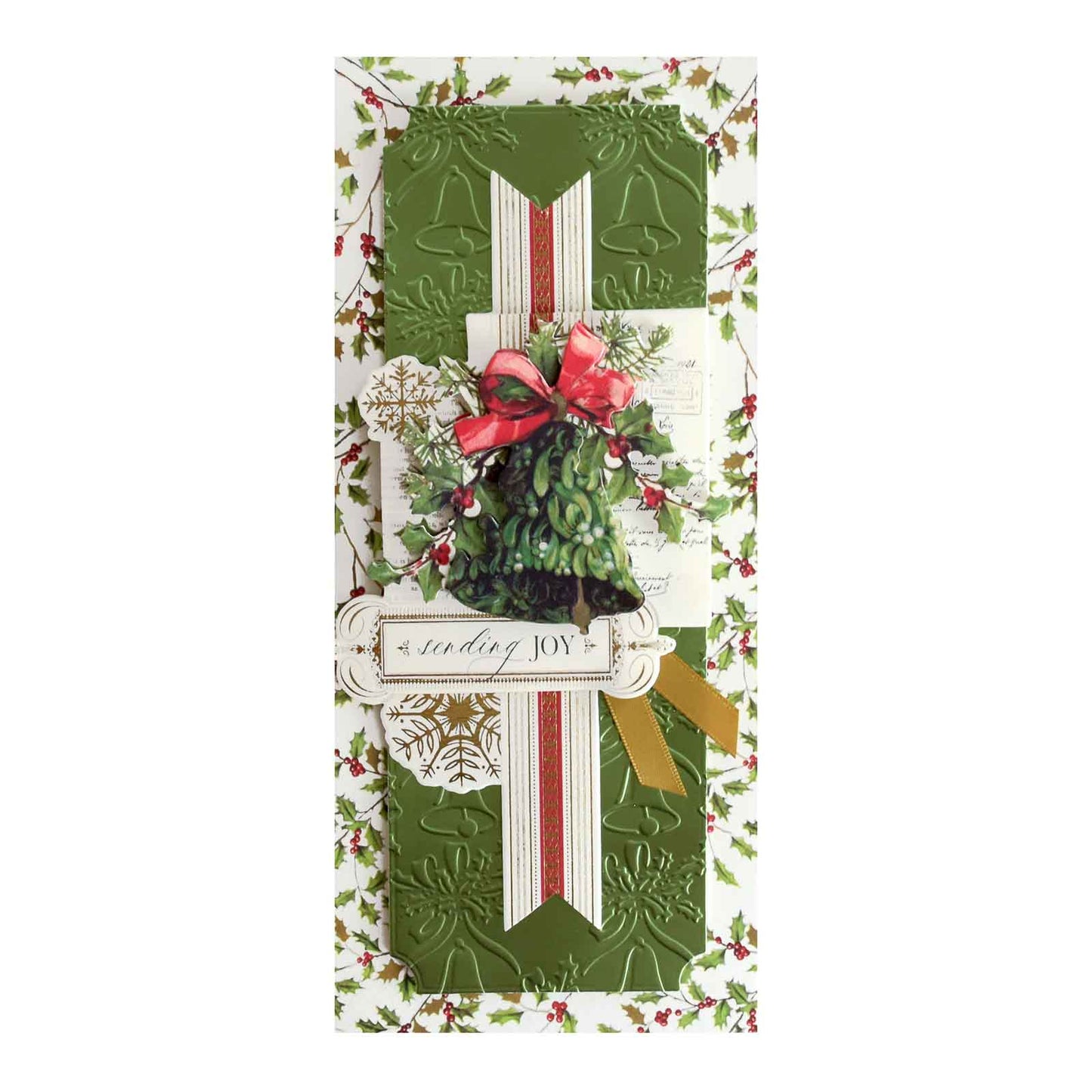 a christmas card with a holly tree on it.