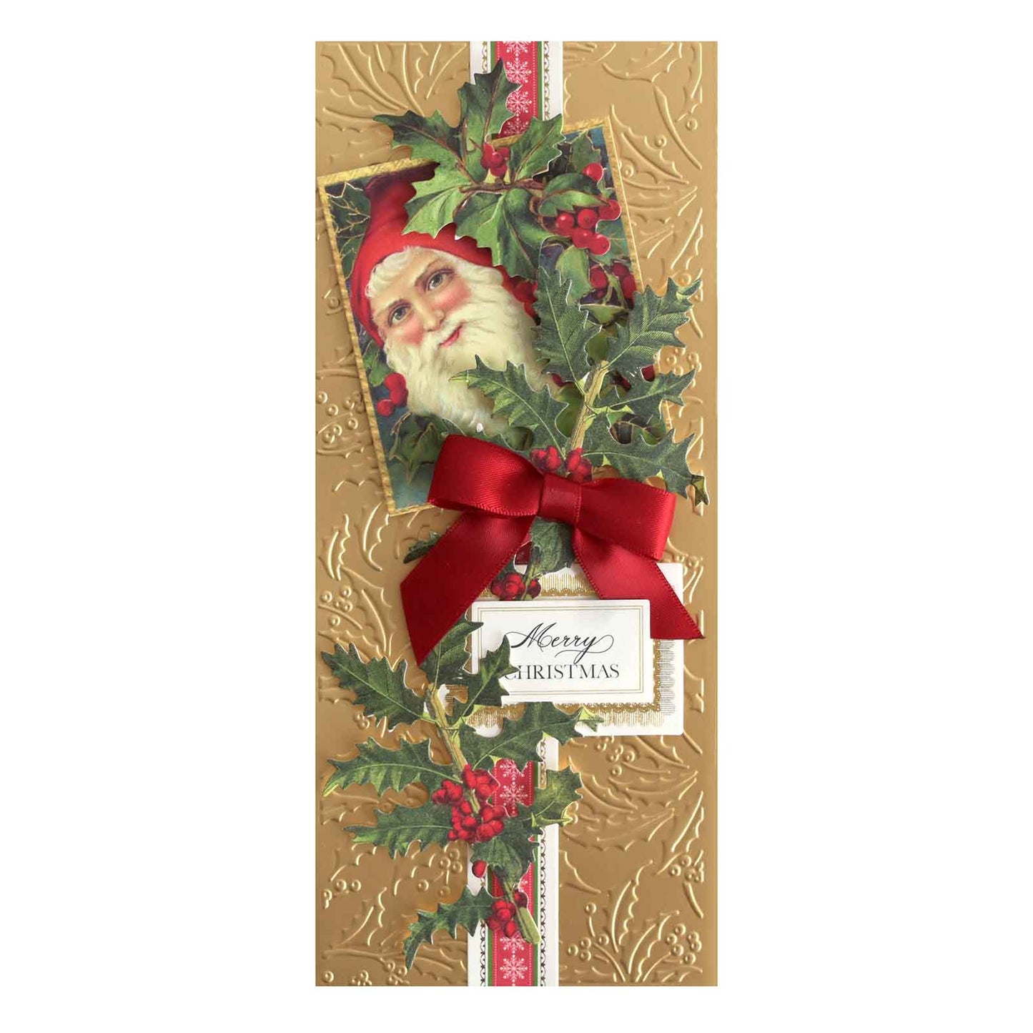 a christmas card with a santa clause on it.