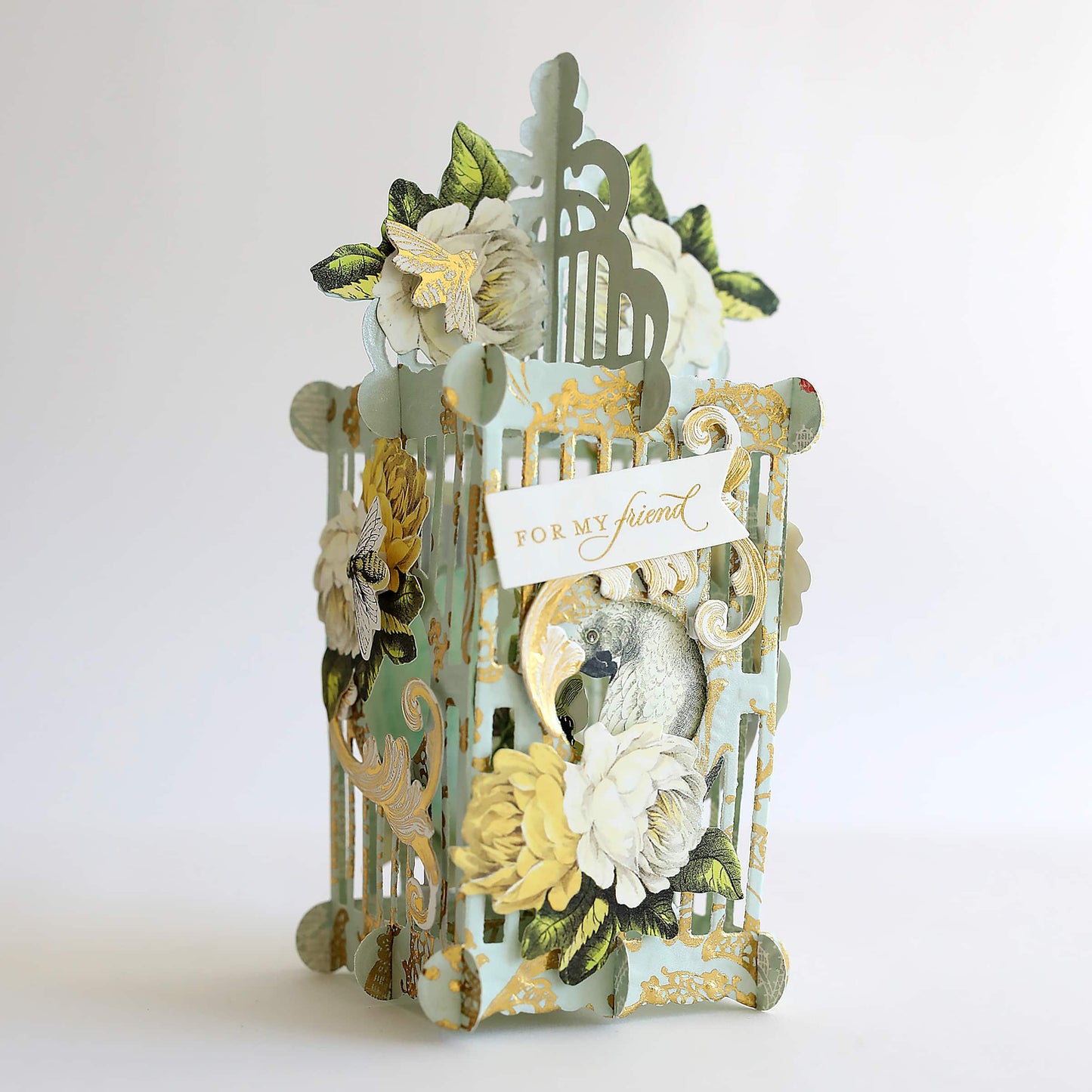 a close up of a box with flowers on it.