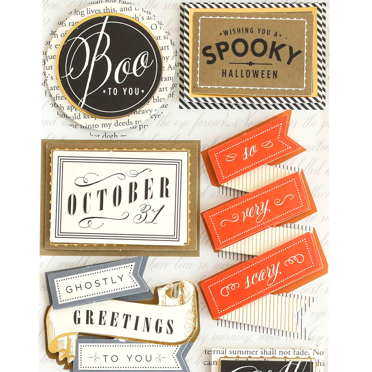 A collection of Endora Title 3D Stickers.