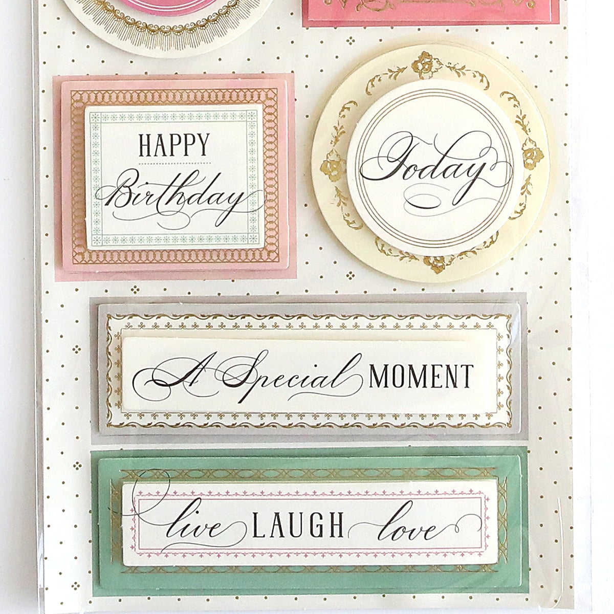 A card with Lila 3D Sentiment Stickers on it.