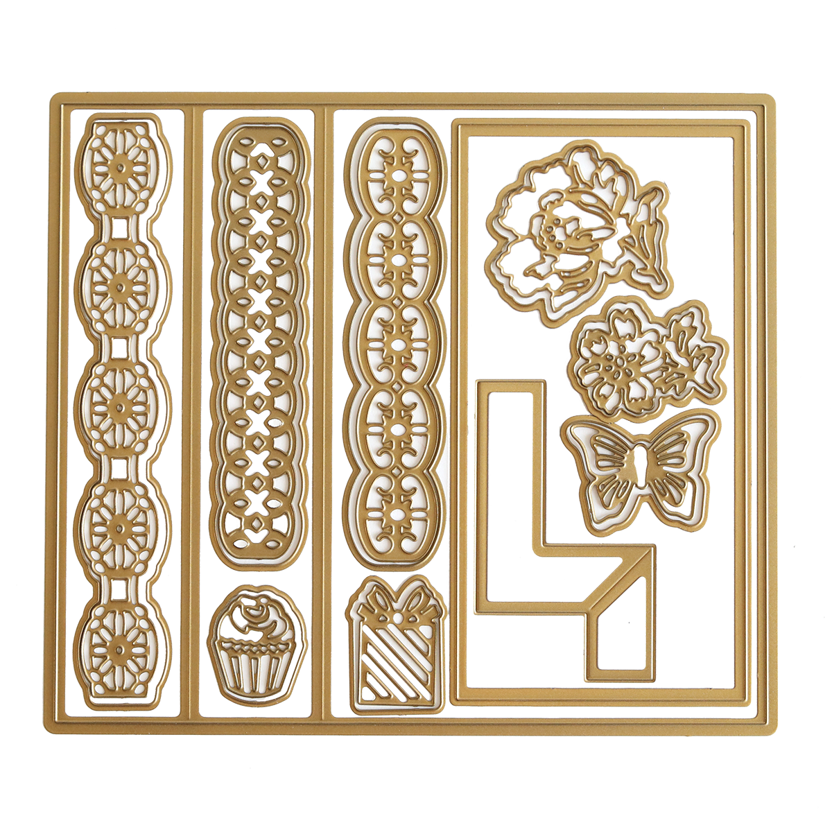 a set of decorative metal cutting dies.