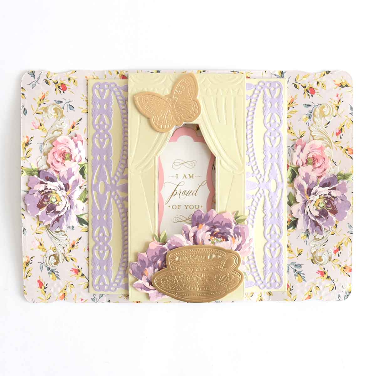 a card with flowers and a butterfly on it.