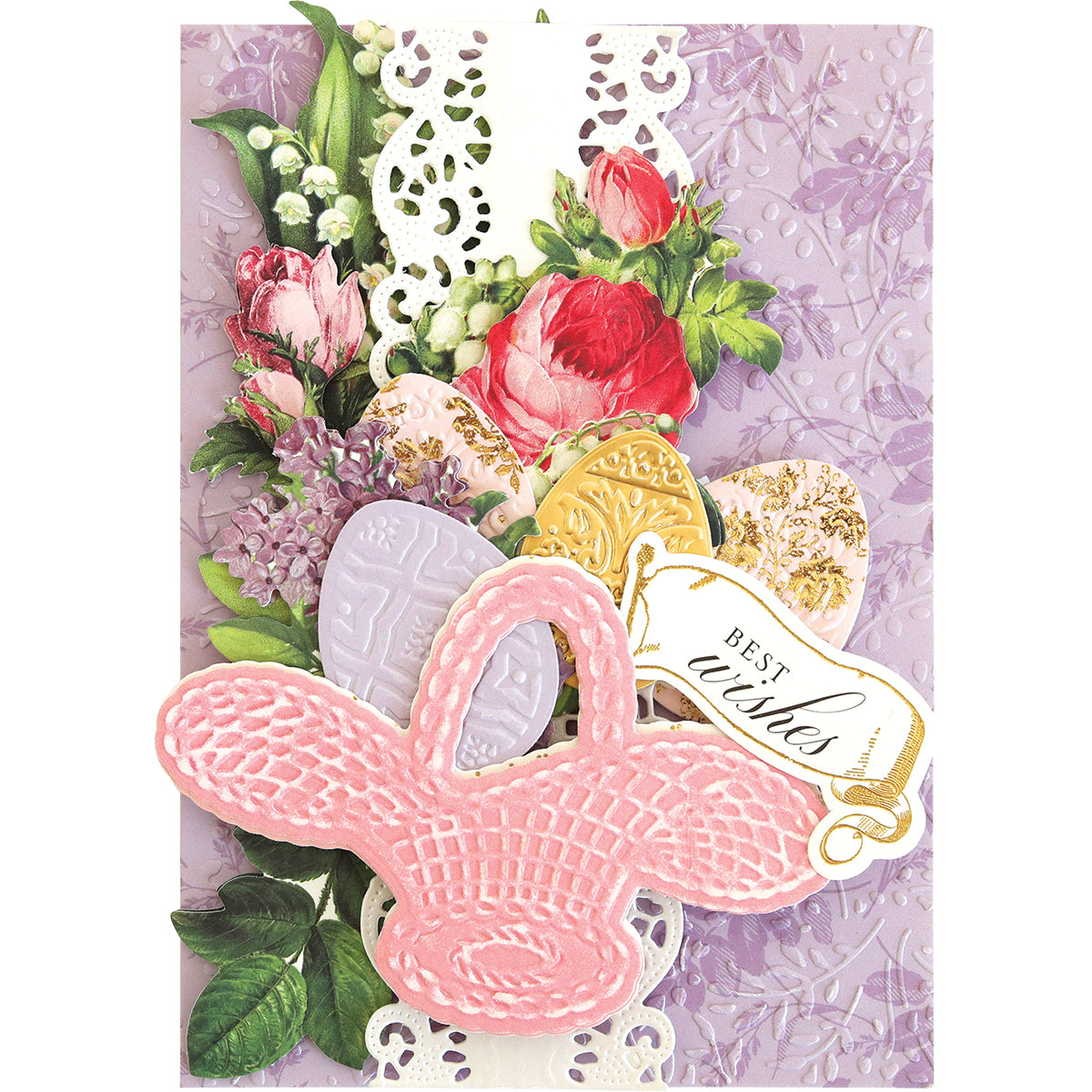 a close up of a greeting card with flowers.