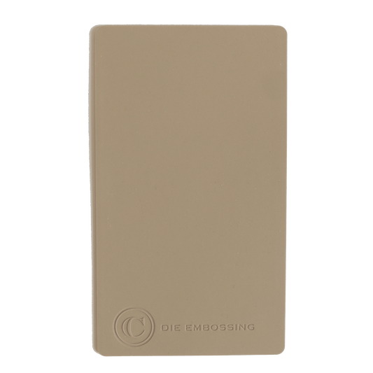 a beige notebook with the word die embossing on it.