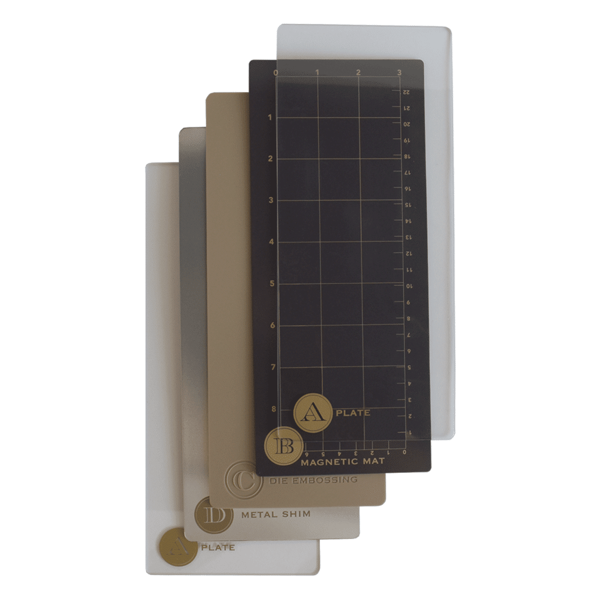 a set of three cutting mats with a ruler.