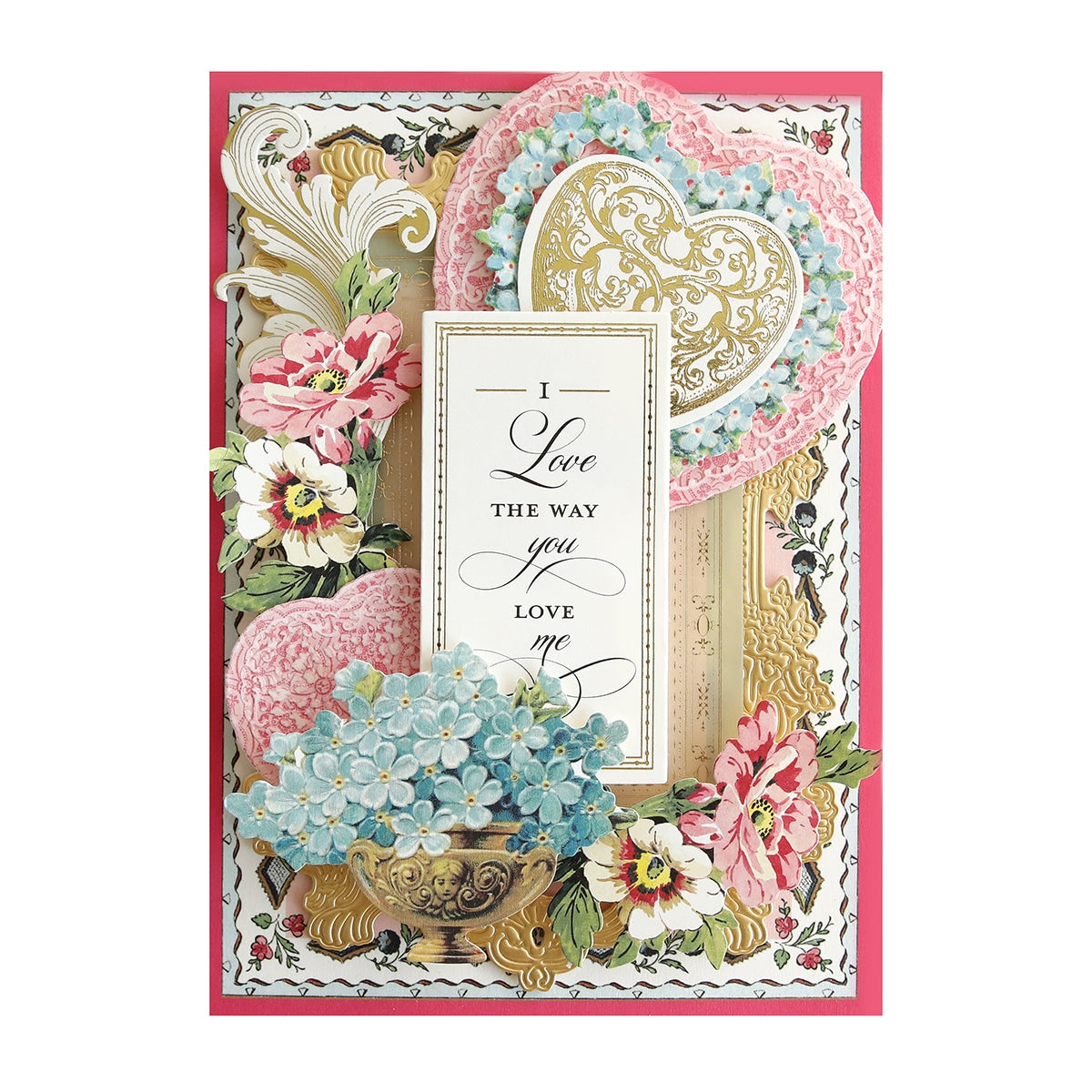 a card with a heart and flowers on it.