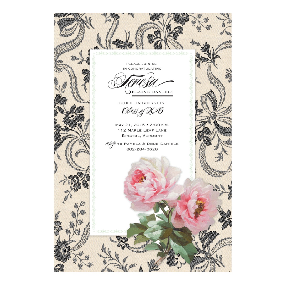Black Ribbons Roses Invitation Anna Griffin Inc.