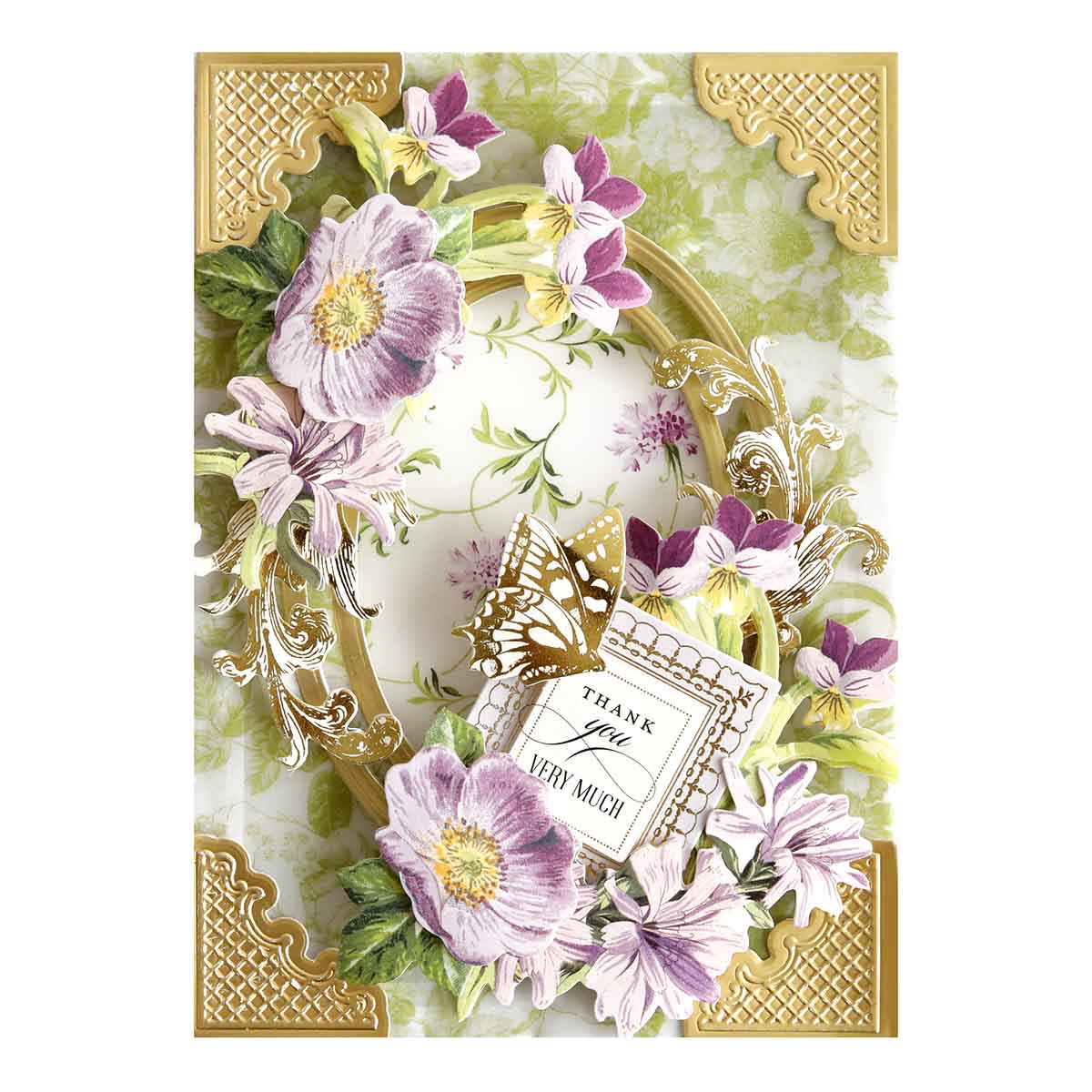 a close up of a card with flowers on it.