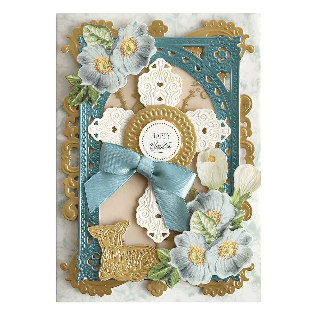 a close up of a card with flowers.