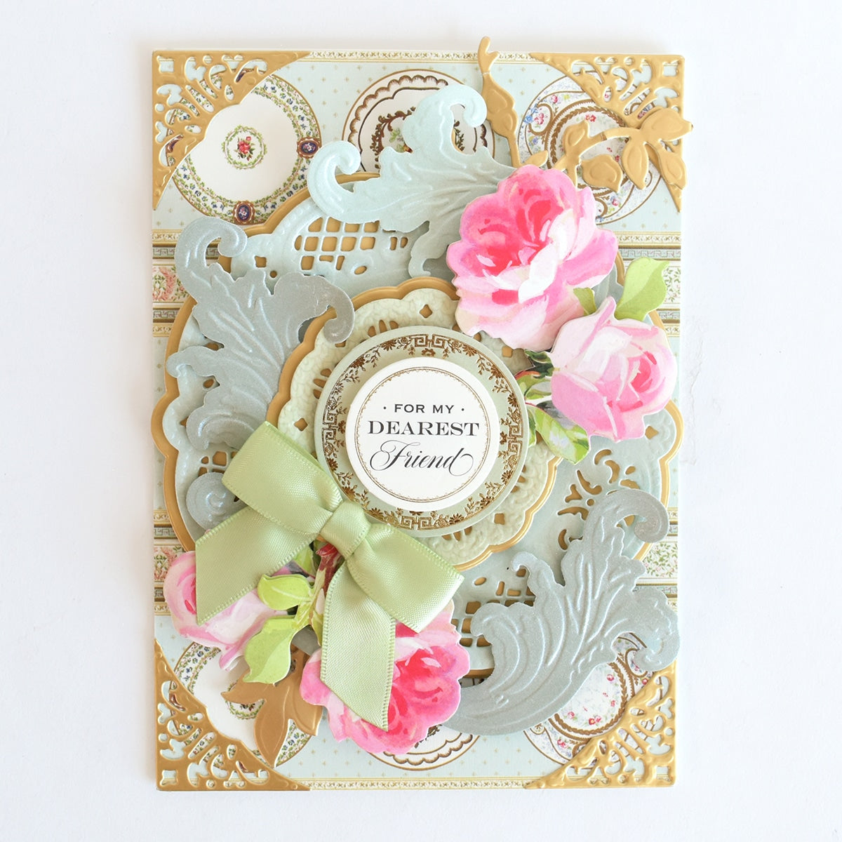 a close up of a card with flowers on it.