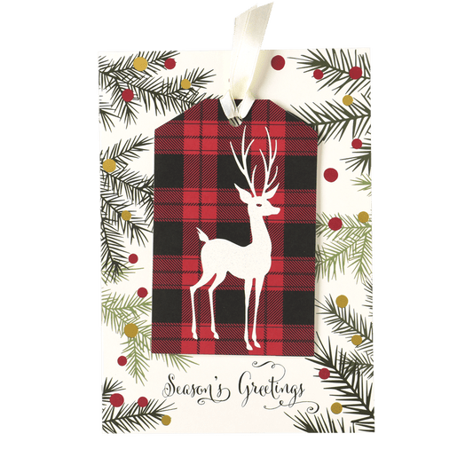 a christmas card with a deer on it.