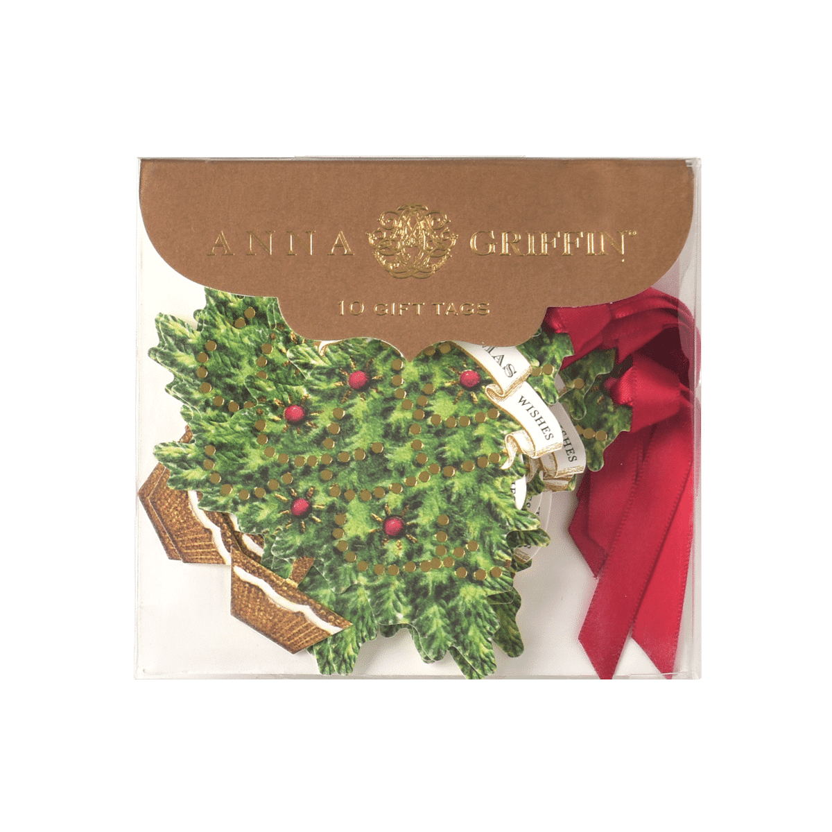 a card with a christmas tree on it.