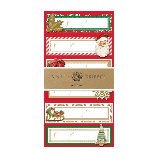 a set of three christmas name tags.