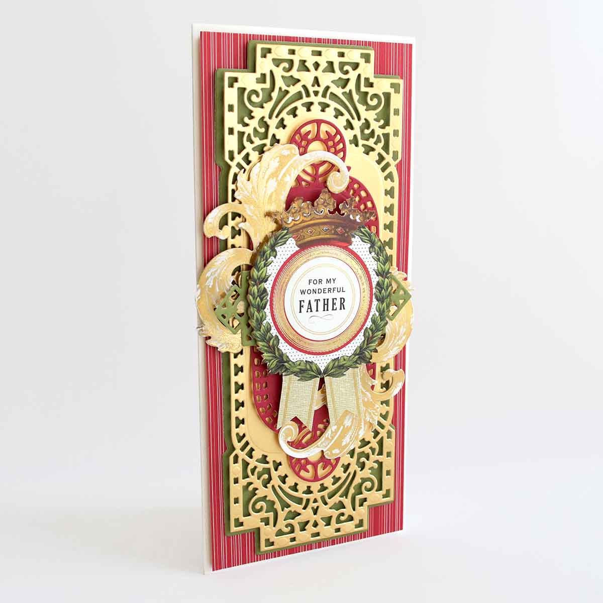 a close up of a card on a white background.