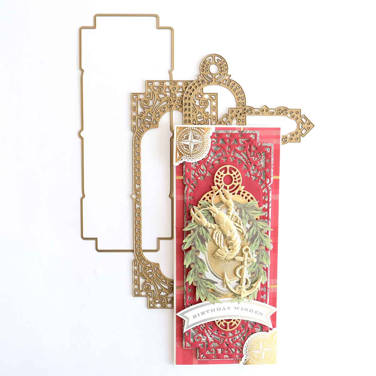 a close up of a greeting card with a metal frame.