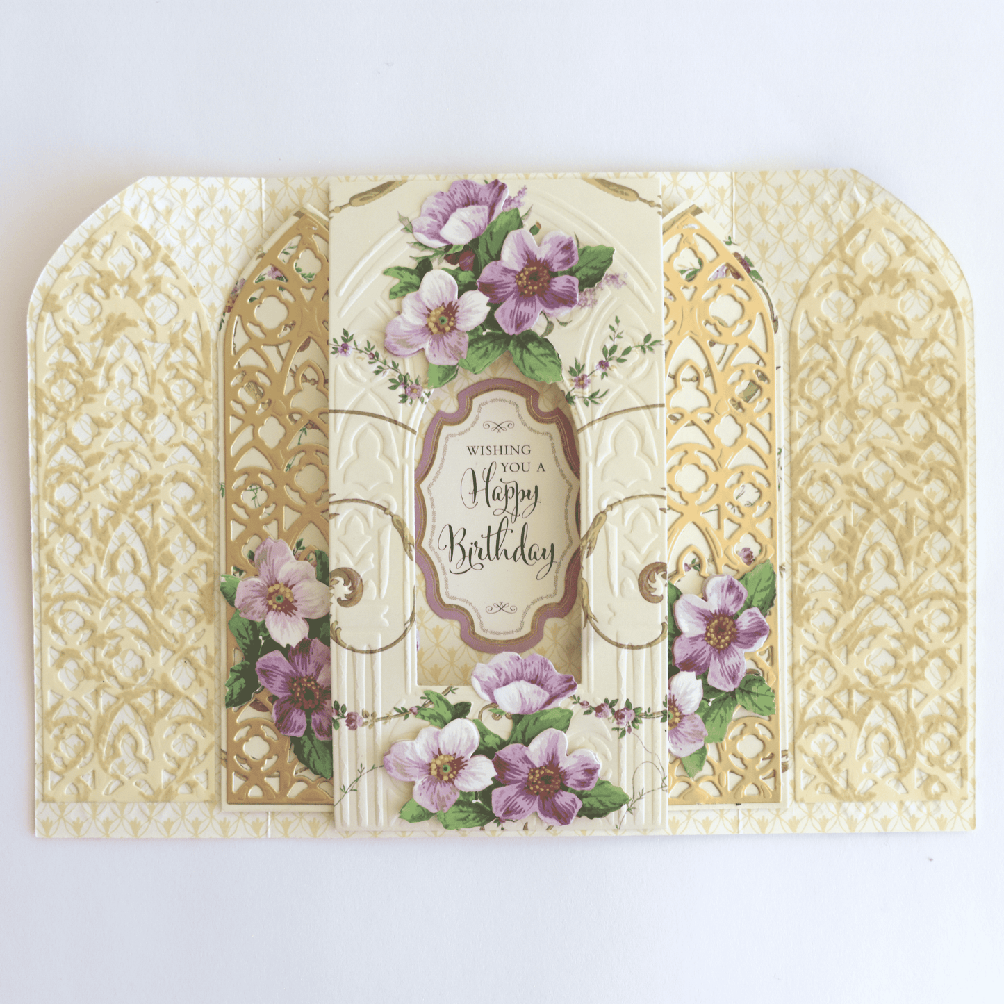 a card with a picture of flowers on it.