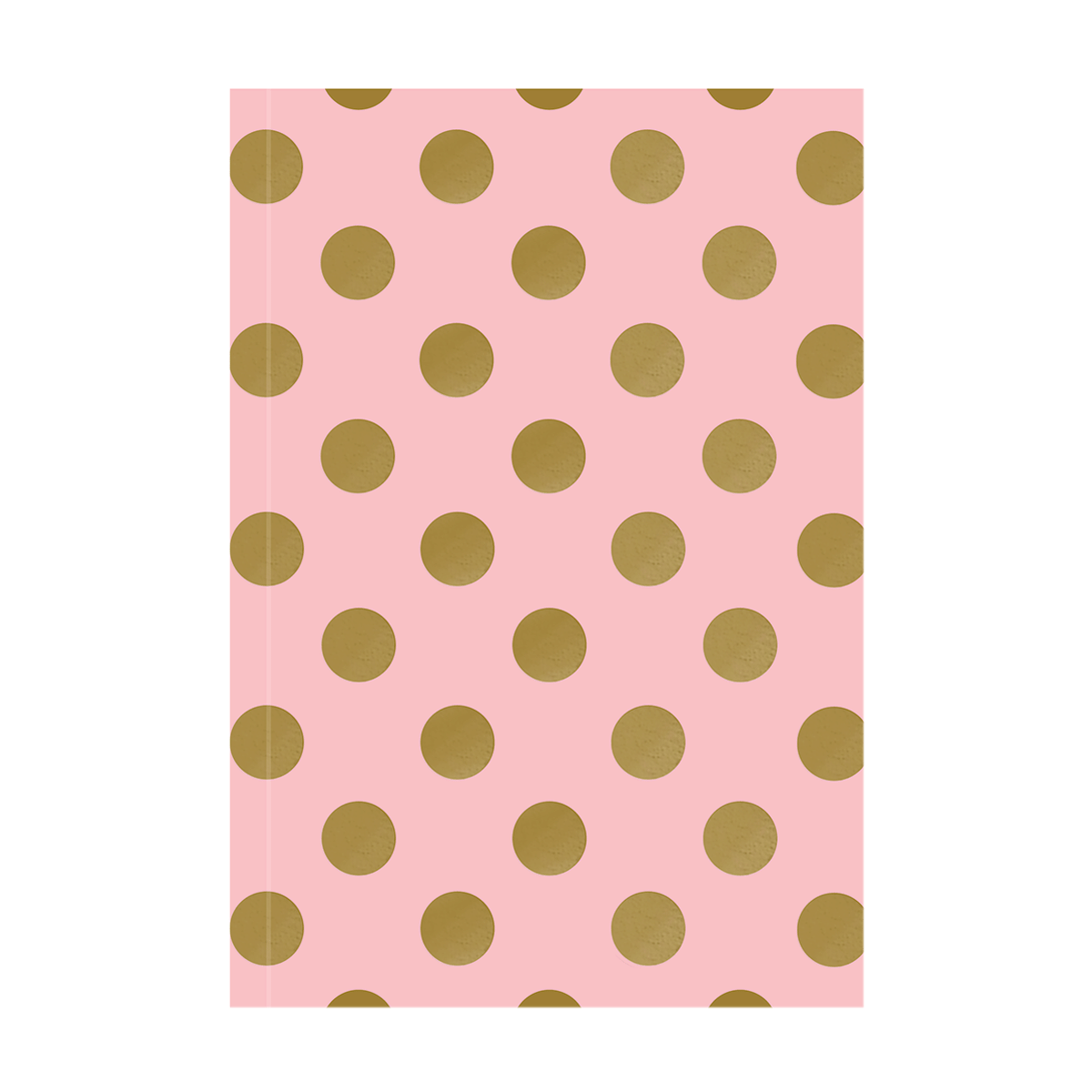 a pink background with gold polka dots.