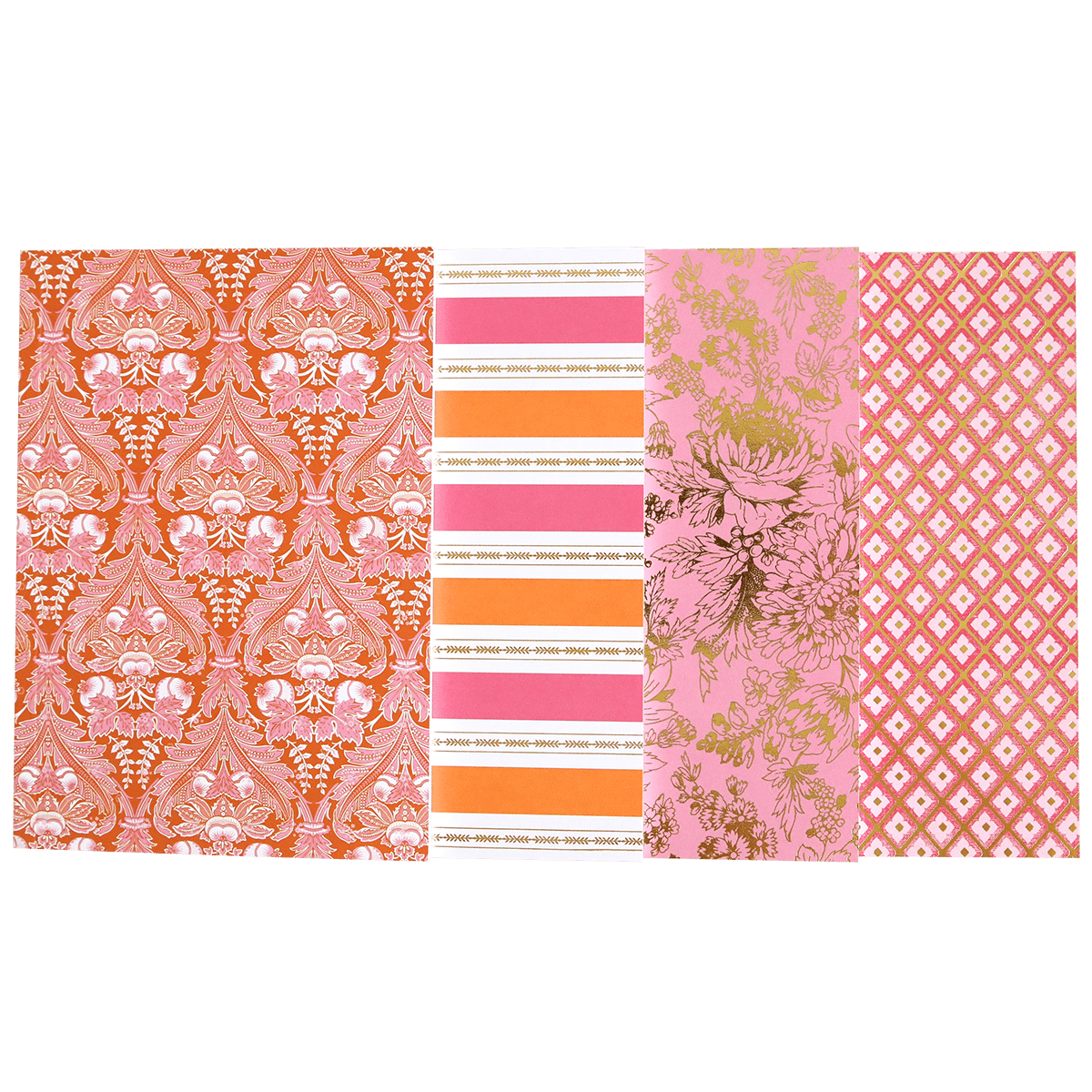 a group of four different patterns on a green background.