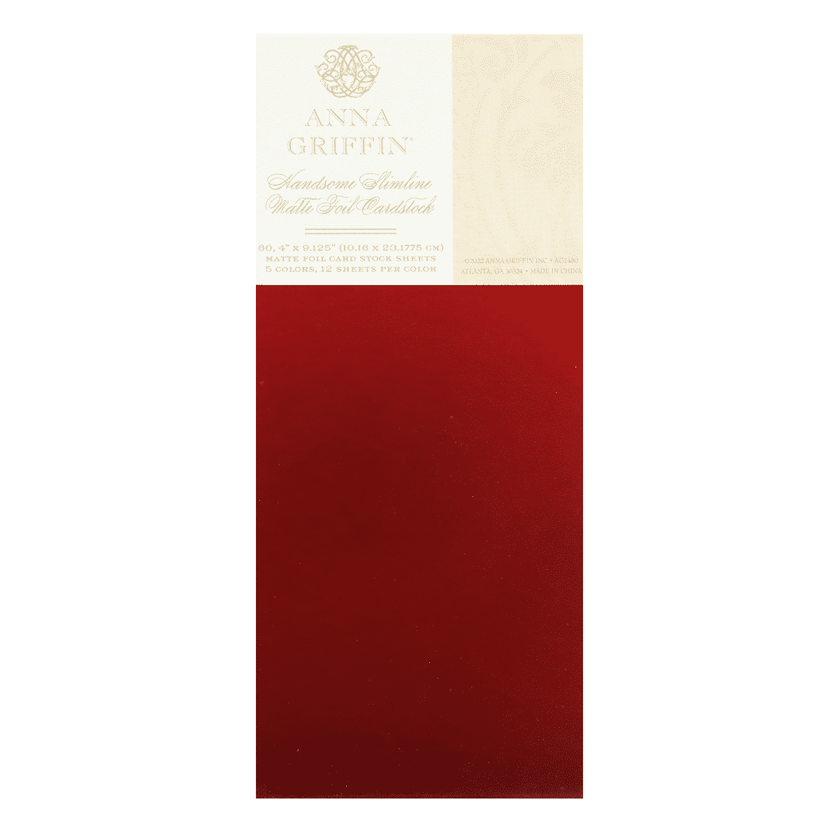a red and white box with a label on it.