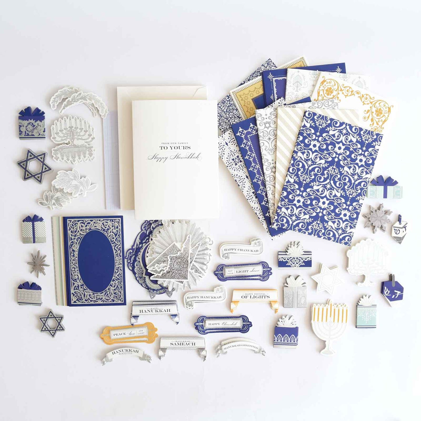 a table topped with lots of different types of cards.