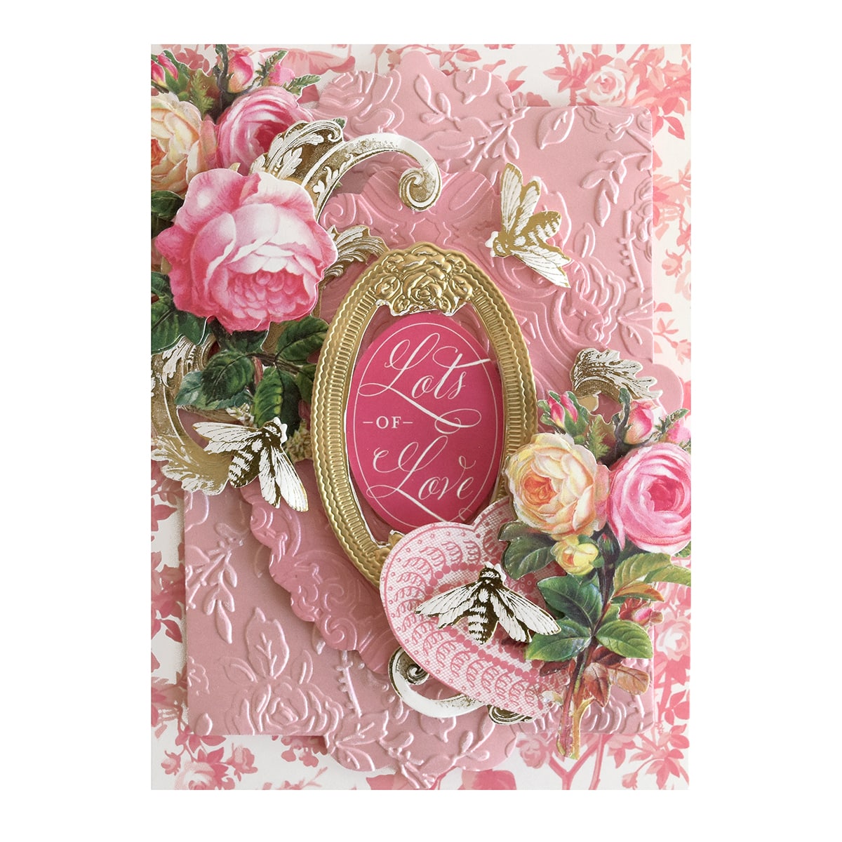 a card with a heart and flowers on it.