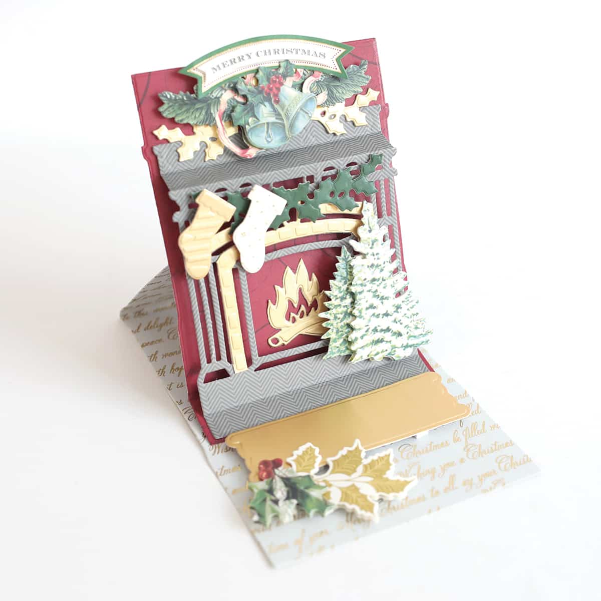 a close up of a christmas card on a table.