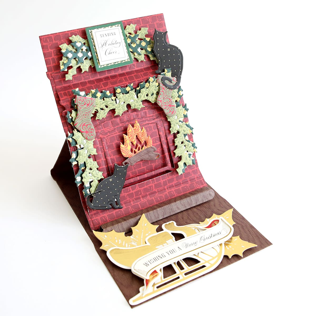 a card with a fireplace and a fire place.
