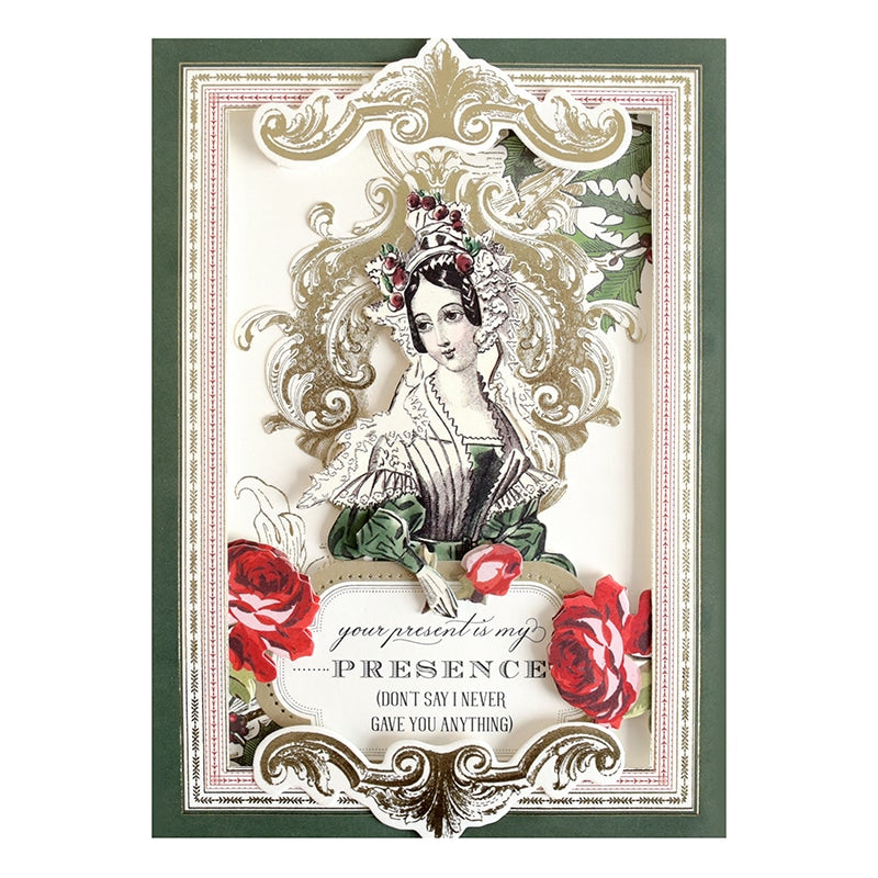 a card with a picture of a woman wearing a tiara.