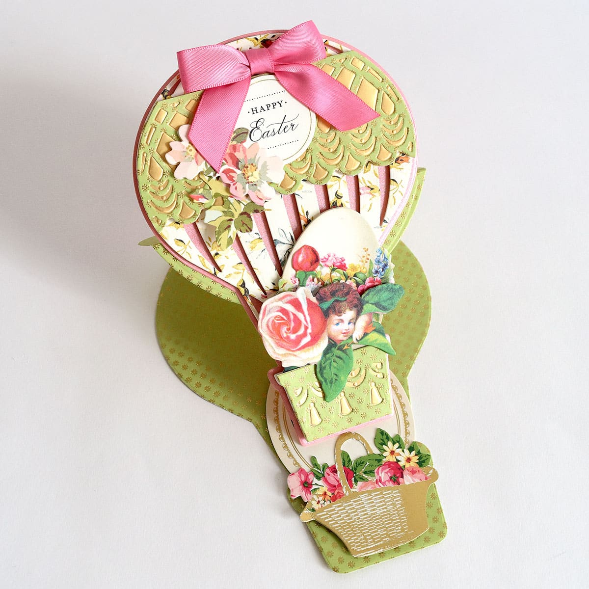 a close up of a card with a hot air balloon.