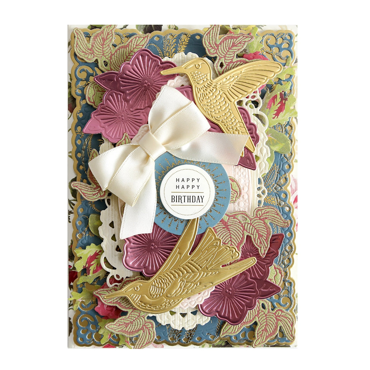 a close up of a card with a bow.