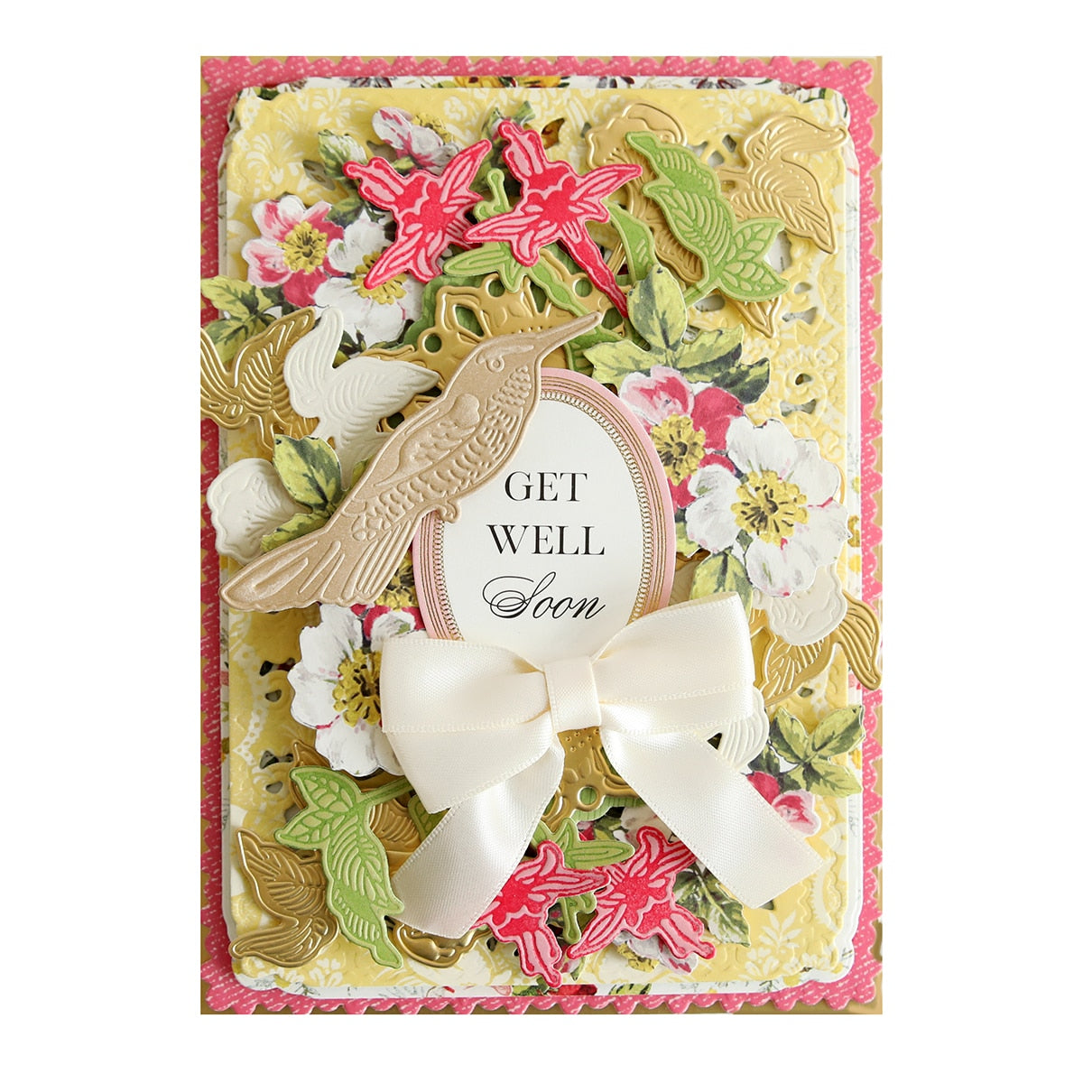 a close up of a card with a bird on it.