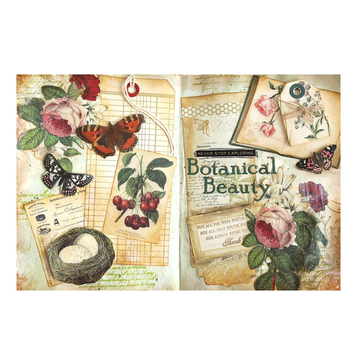 a book with a picture of flowers and butterflies on it.