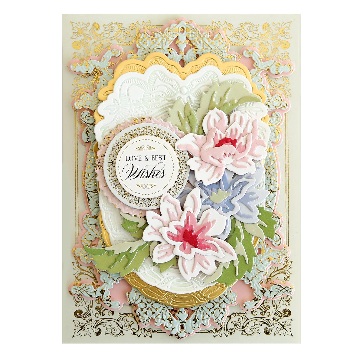 a close up of a card with flowers on it.