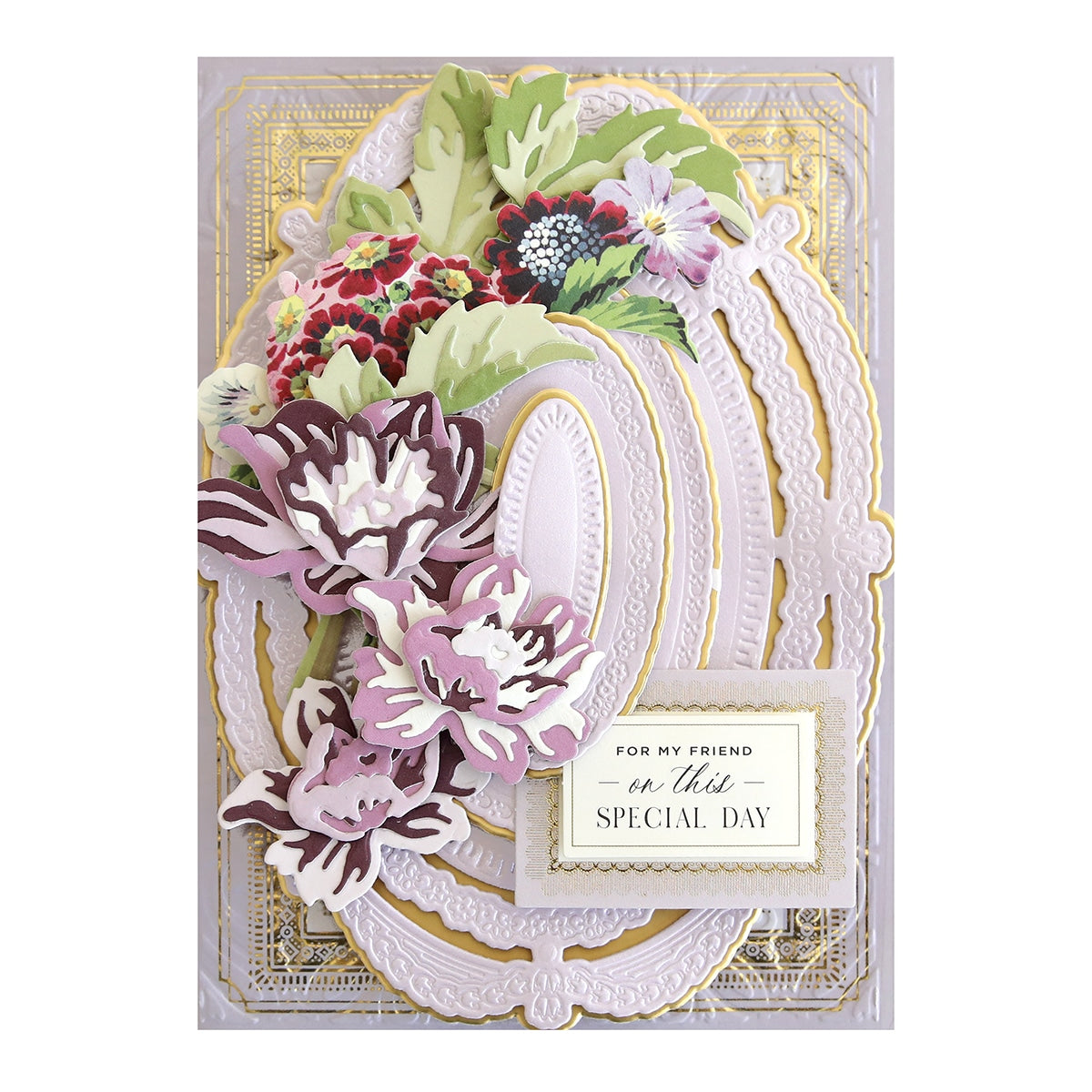 a close up of a card with flowers on it.