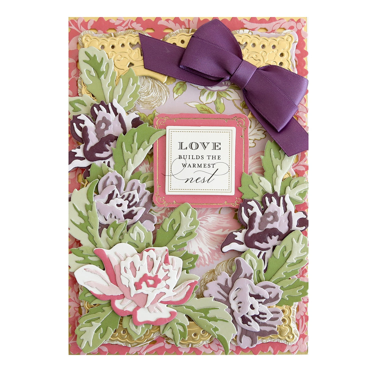 a close up of a card with a bow on it.