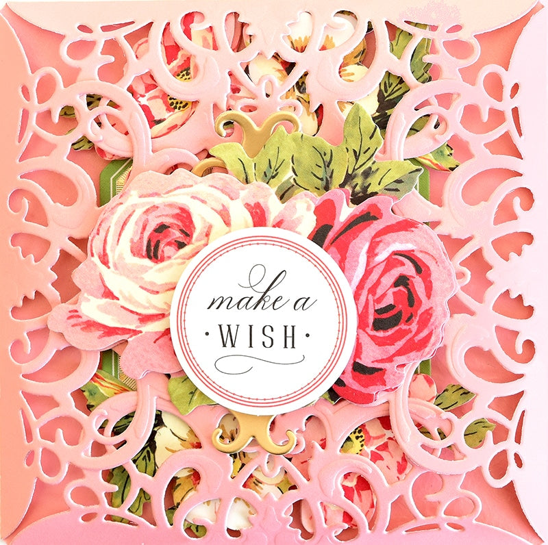 a close up of a card with flowers on it.