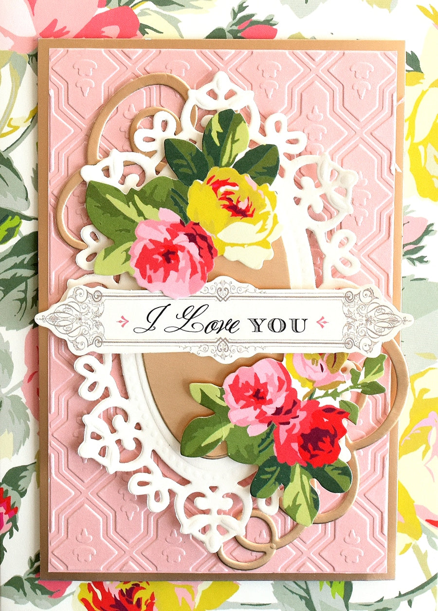 a close up of a card with flowers on it.
