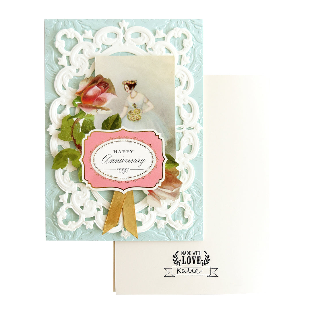 a close up of a card with a flower on it.