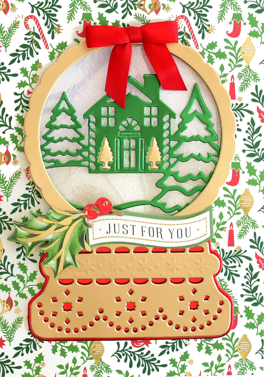 a christmas card with a picture of a house.