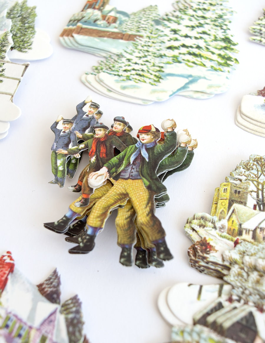 a group of figurines sitting on top of a table.