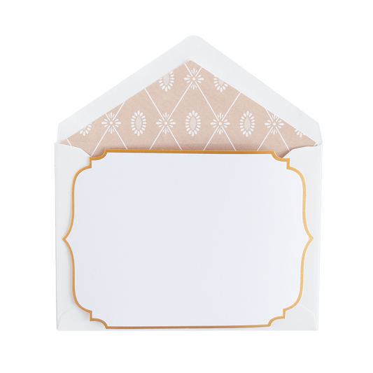 a white envelope with a gold border.