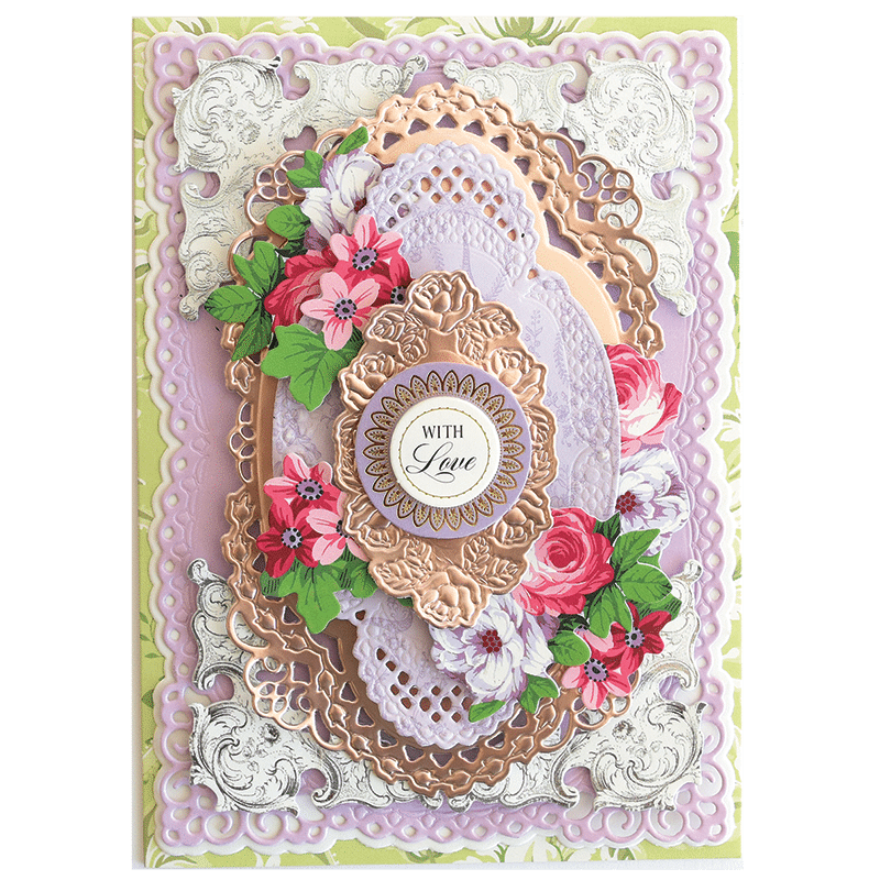 a close up of a card with flowers on it.