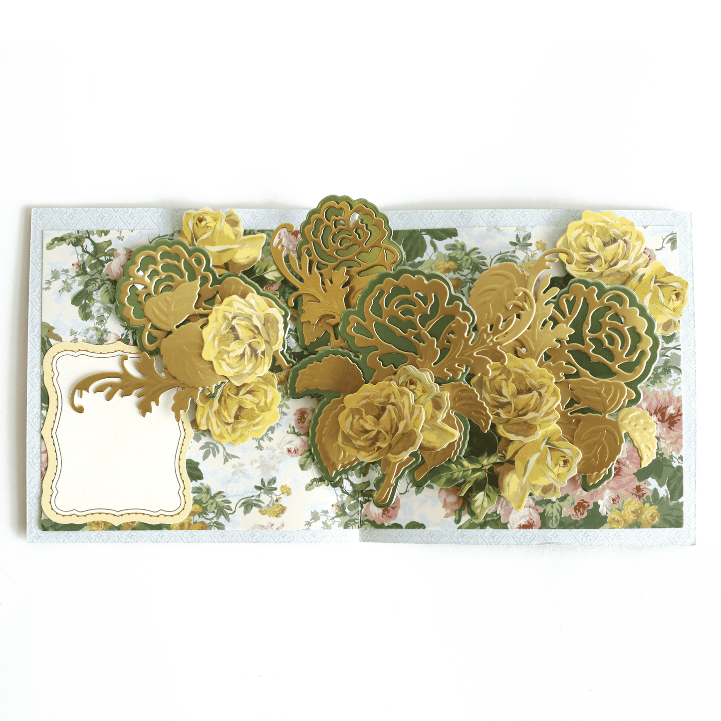 a close up of a card with flowers on it.
