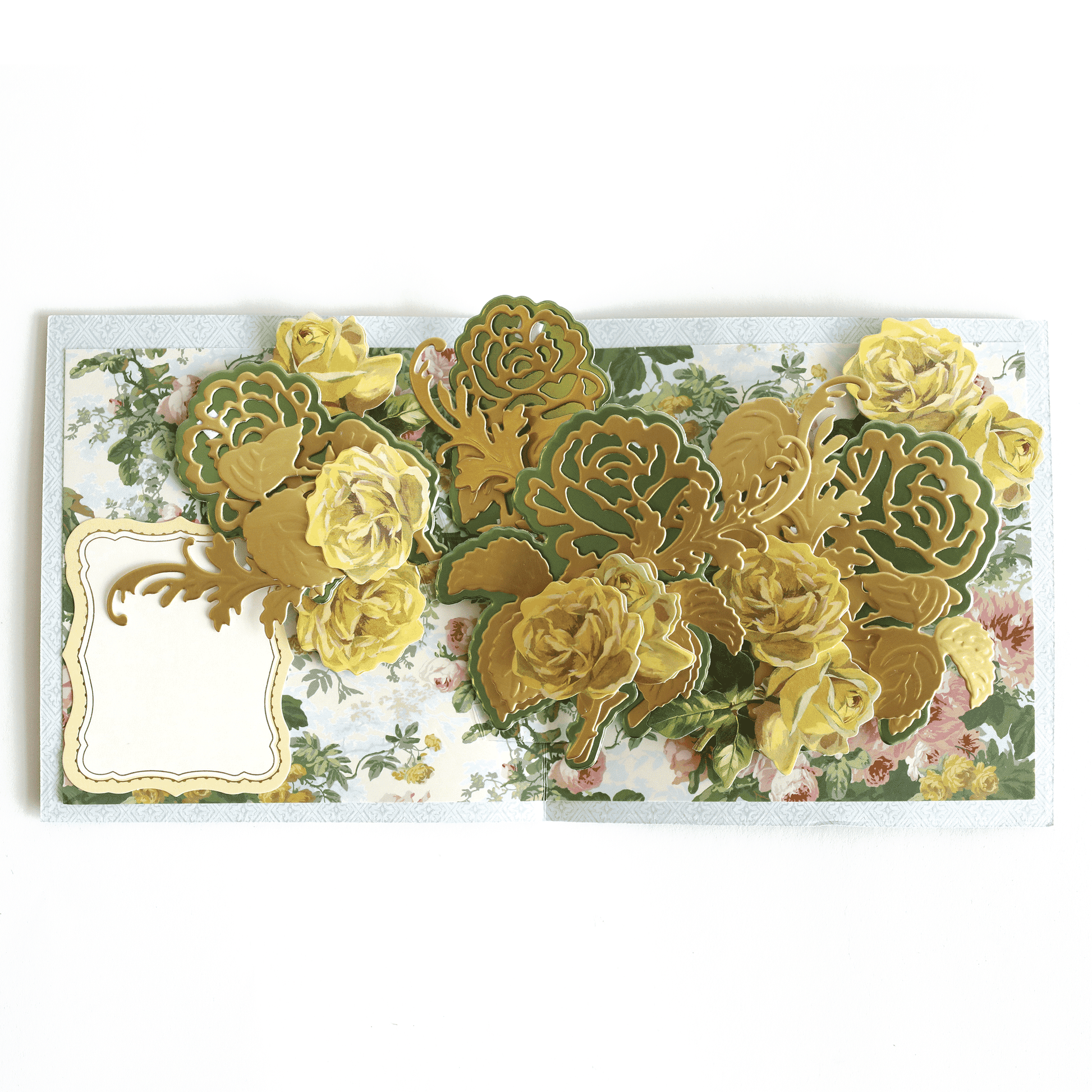 a close up of a card with flowers on it.
